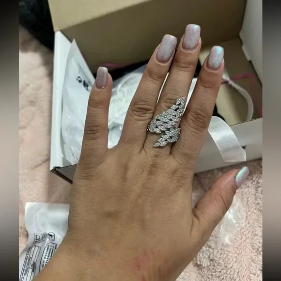 Angel Wings Crystal Burst Wrap Ring – High-Shine Adjustable Jewelry - Picture 7 of 12